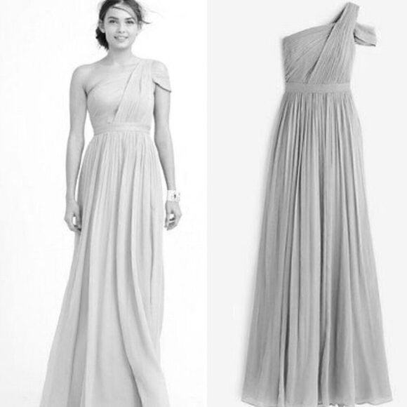 J. CREW Long Silk Chiffon Dress in Gray - Picture 1 of 12